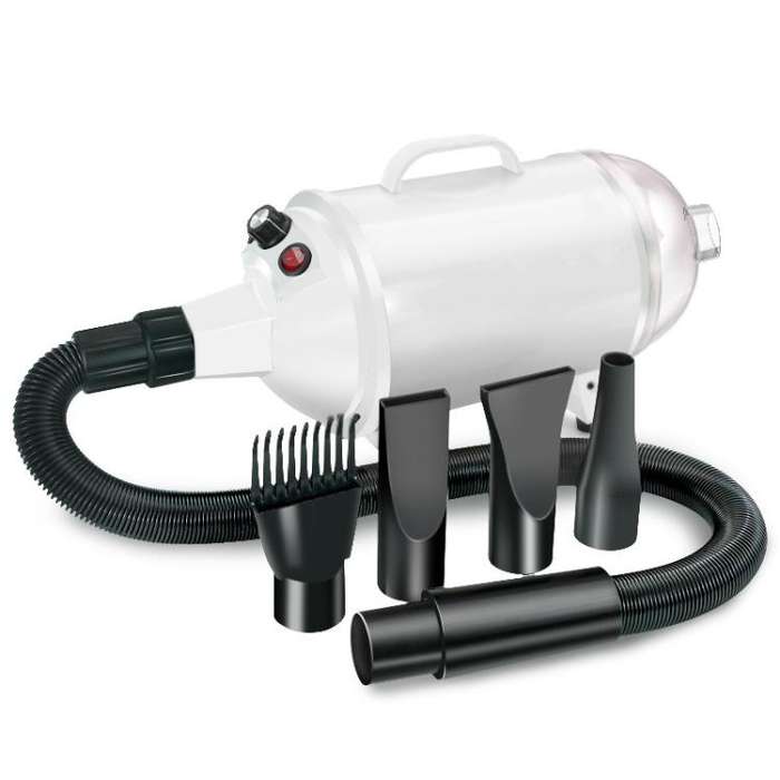 2100W Dog Dryer Stepless Speed Pet Hair Blaster With Vacuum Cleaner 220V EU Plug(Pure White)