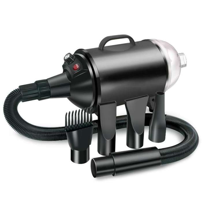 2100W Dog Dryer Stepless Speed Pet Hair Blaster With Vacuum Cleaner 220V AU PLug(Pure Black)