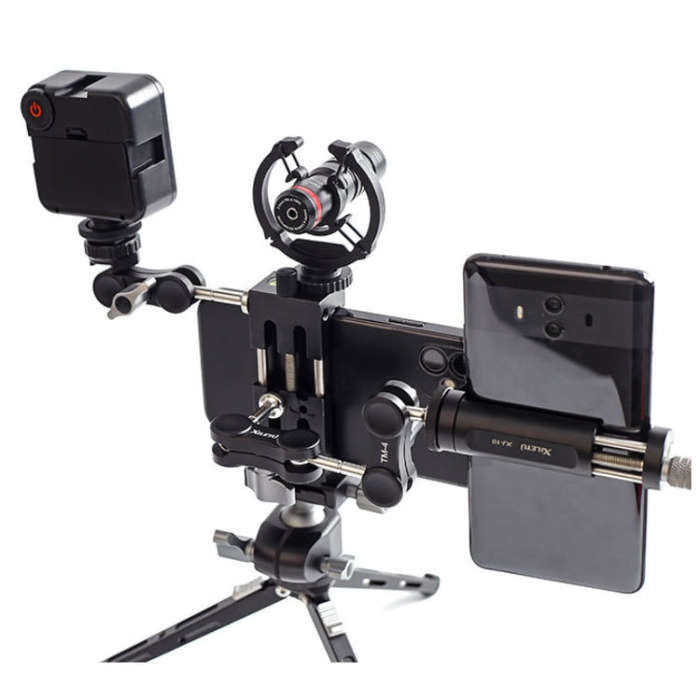 XILETU XJ-8 Aluminum Alloy Camera Head Tripod Mobile Phone Clip(Blue)