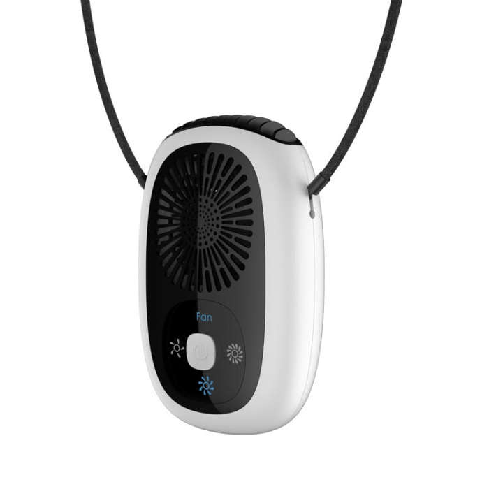 Leafless Hanging Neck Fan Mini Handheld Fan USB Rechargeable Fan  With Negative Ions White