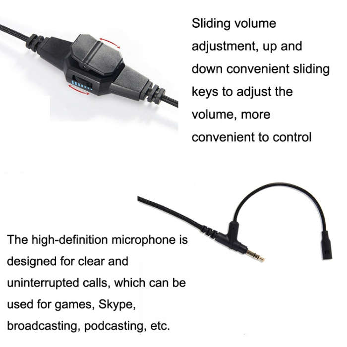 2m For Boom Microphone V-MODA Computer Gaming Headphone Cable(Gold Plug)