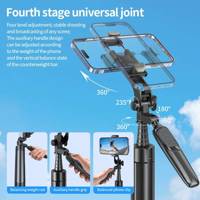 Pixel ST2 1.6m Anti Shake Selfie Stick Head Tripod Handheld Portable Folding Remote Control Outdo...