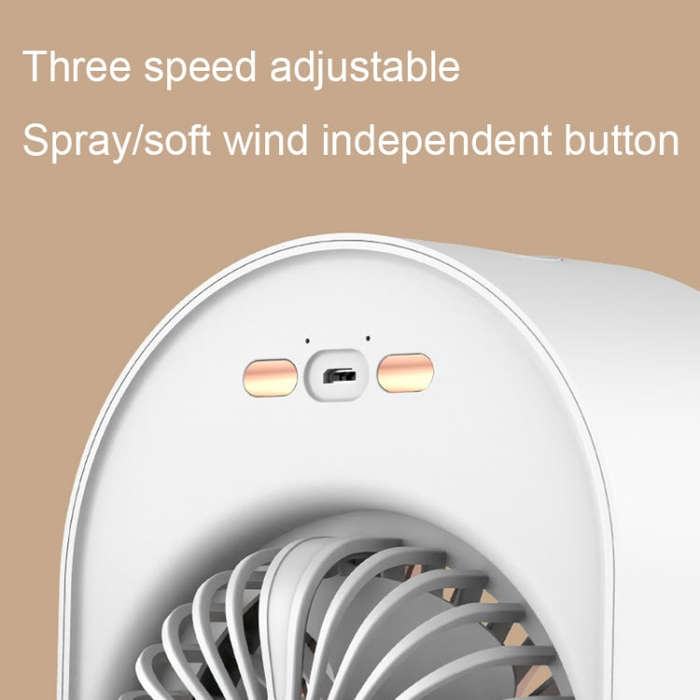 USB Spray Humidification Air Conditioning Fan Small Portable Desktop Air Cooler, Style: Plug-in (...