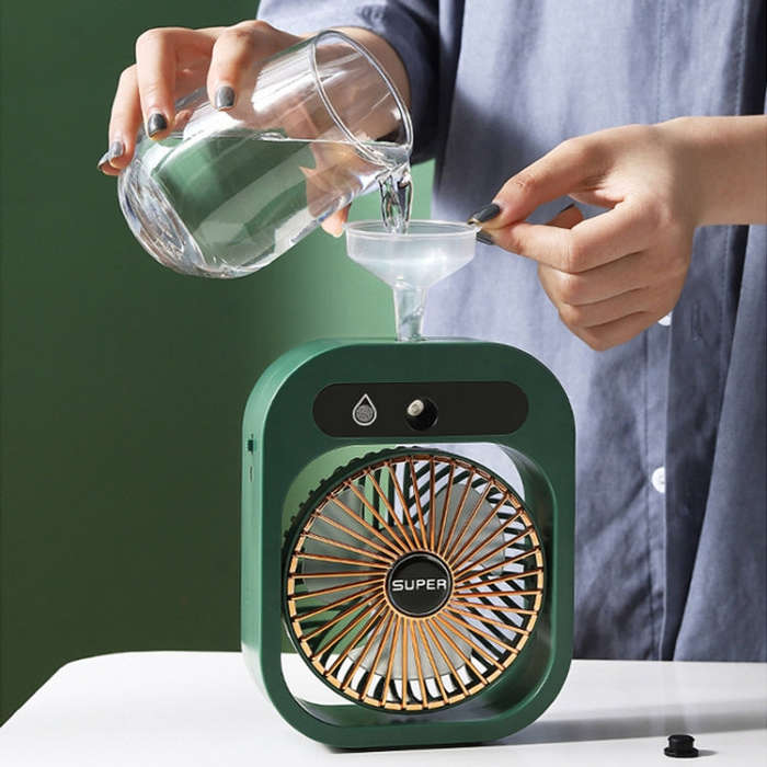 USB Charging Humidification Air Conditioner Fan Nano Spray Desktop Portable Cooling Fan(White)