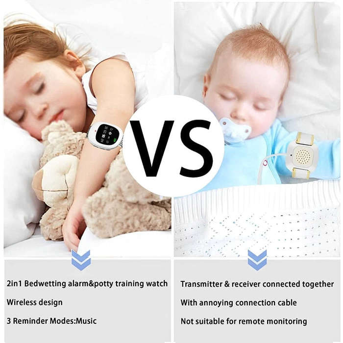 Wireless Timing Bedwetting Alarm Potty Training Watch For Elderly and Kids(White)