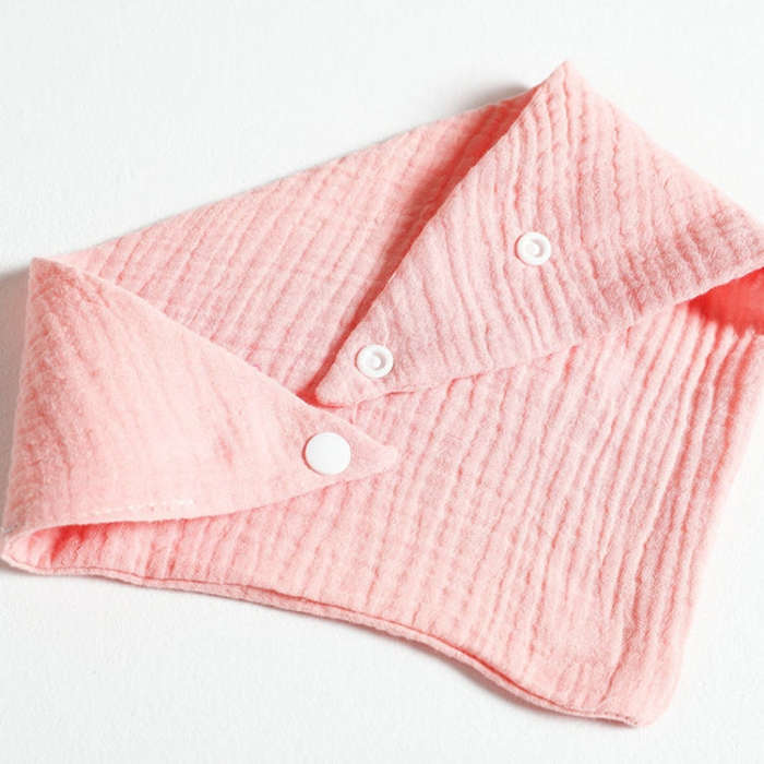 Baby Cotton Gauze Drool Towel + Bow Hairband Set Baby Bibs(Rubber Pink)
