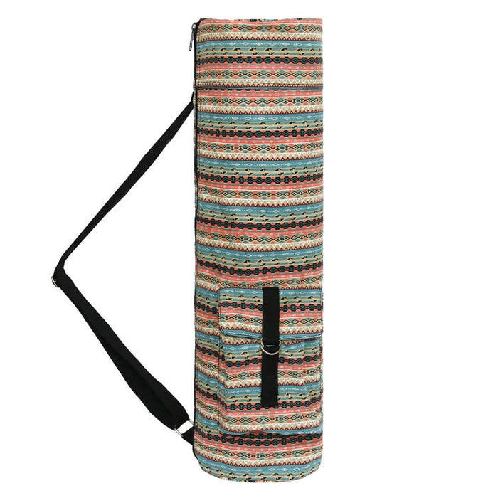 Printed Yoga Shoulder Backpack Thickened Yoga Mat Bag Sports Gym Bag(Color warm)