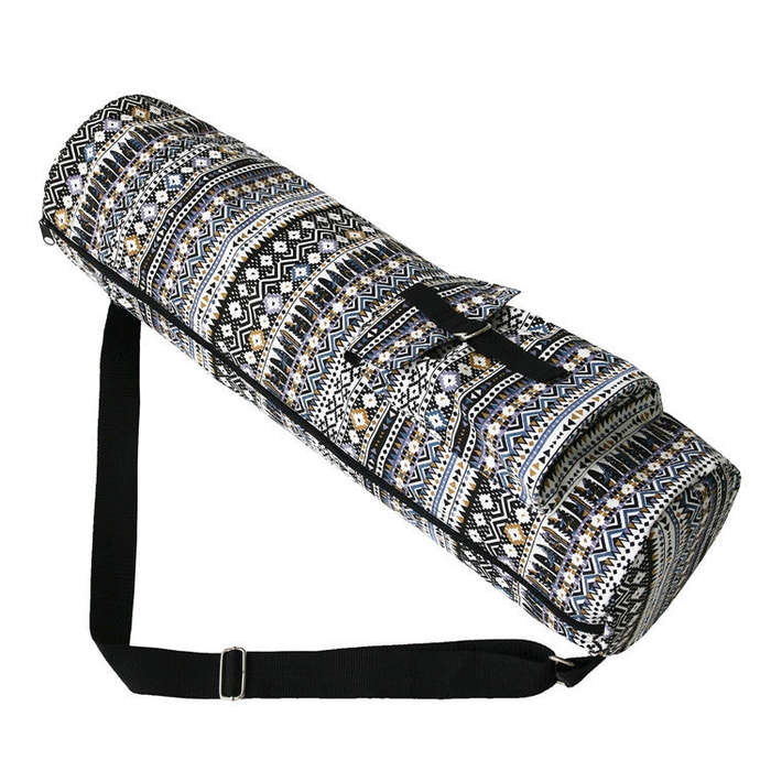 Printed Yoga Shoulder Backpack Thickened Yoga Mat Bag Sports Gym Bag(Ice)