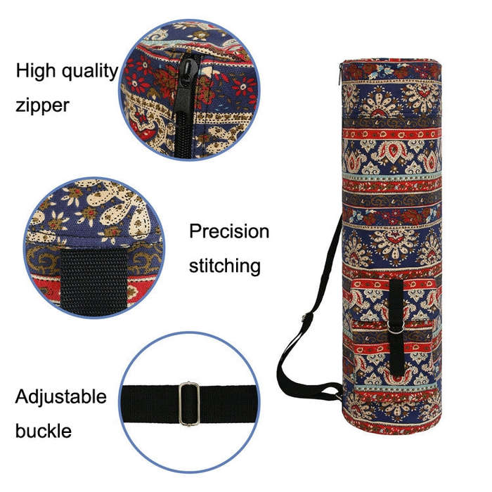 Printed Yoga Shoulder Backpack Thickened Yoga Mat Bag Sports Gym Bag(Color warm)
