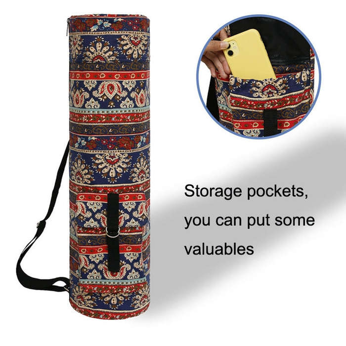 Printed Yoga Shoulder Backpack Thickened Yoga Mat Bag Sports Gym Bag(Ice)