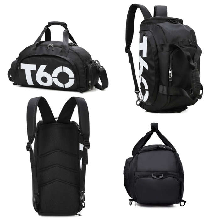 Wet and Dry Separation Fitness Backpack Swimming Taekwondo Waterproof Travel Bag(Simple Black Bot...
