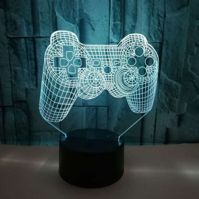 3D Game Handle Three-dimensional Colorful LED Lights, Style: Touch Black Base+Remote Control