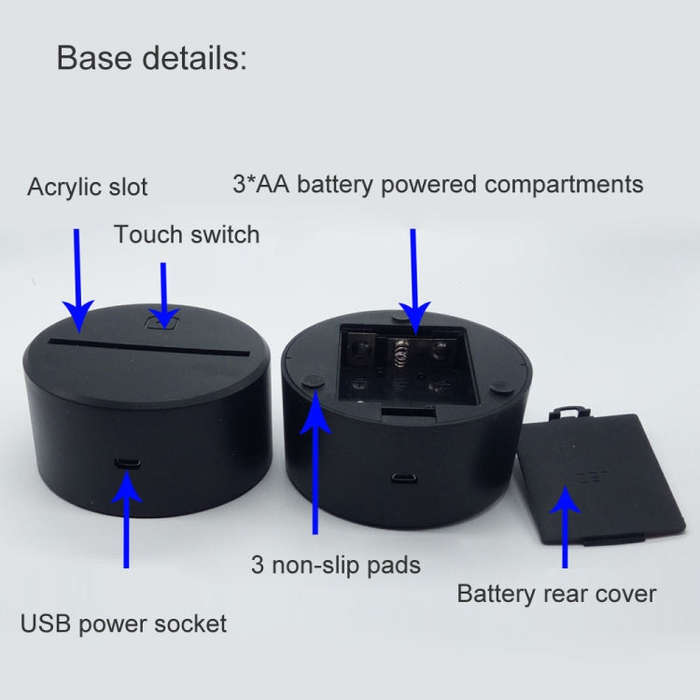 3D Game Handle Three-dimensional Colorful LED Lights, Style: Touch Black Base+Remote Control