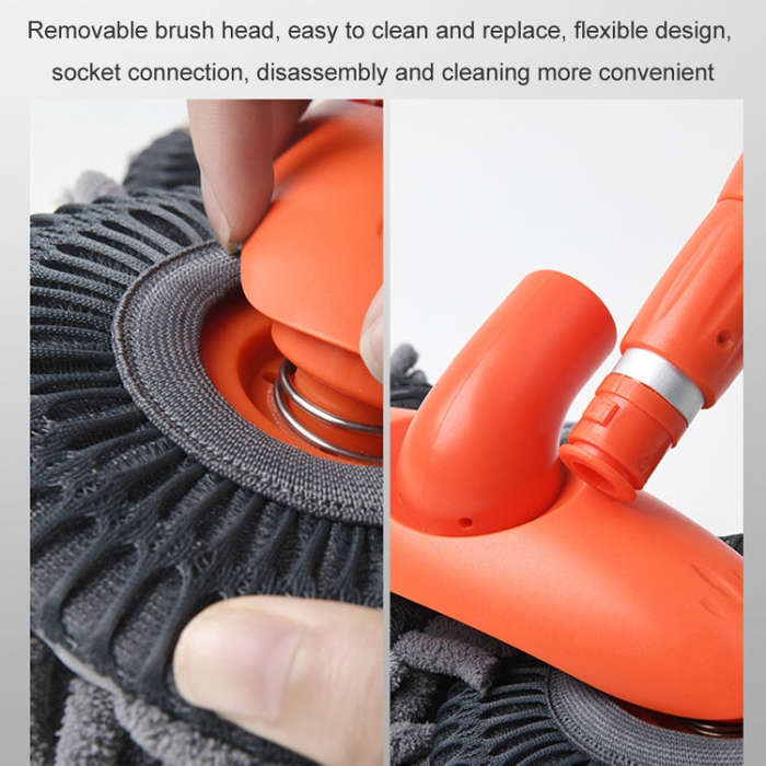 Car Wash Mop Soft Brush Long Handle Telescopic Rotary Car Cleaning Tool(Orange)