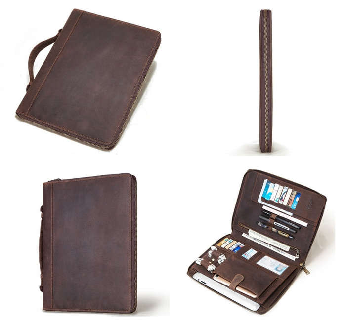 HUMERPAUL Tablet Protective Leather Case Handbag Business Leather Computer Bag(Black)