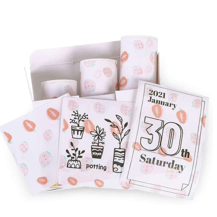 For Phomemo T02 3rolls Bluetooth Printer Thermal Paper Label Paper 50mmx3.5m 20 Years Milk Strawb...