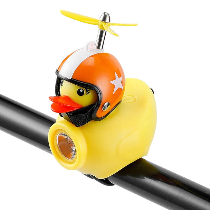 Yellow Duck Bike Bell Handlebar Headlight Car Ornaments Cycling Accessories Helmets Decor(Star He...