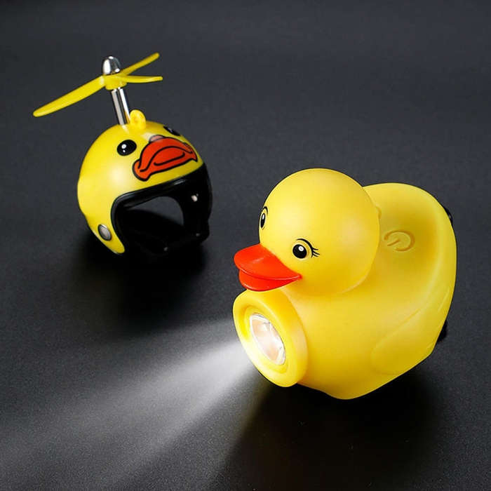 Yellow Duck Bike Bell Handlebar Headlight Car Ornaments Cycling Accessories Helmets Decor(Waterme...