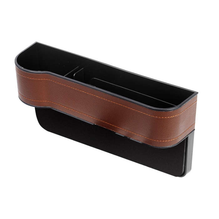 Car Seat Gap Interior PU Leather Storage Box Water Cup Holder(Principal Driver Brown)