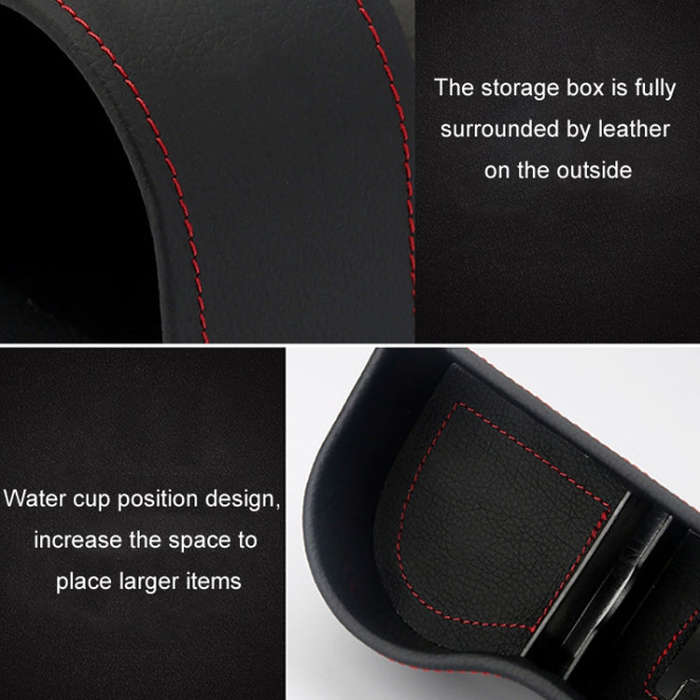Car Seat Gap Interior PU Leather Storage Box Water Cup Holder(Co-pilot Brown)