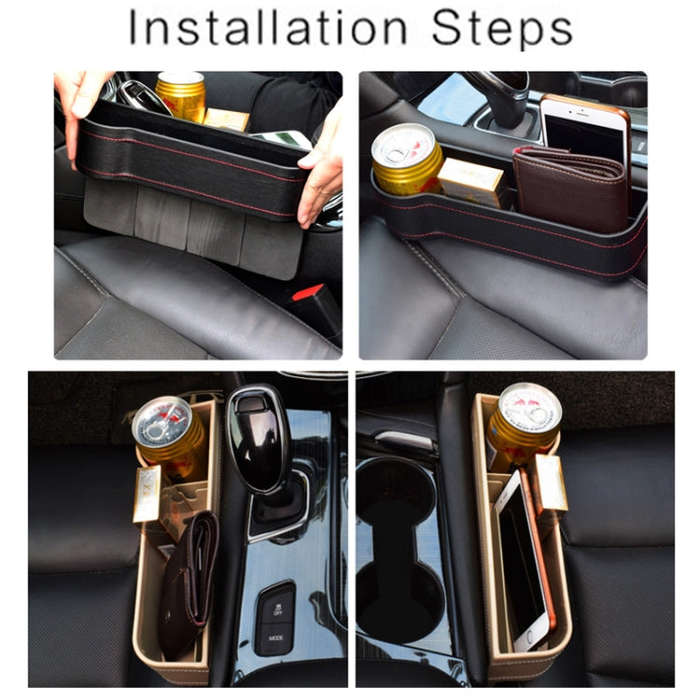 Car Seat Gap Interior PU Leather Storage Box Water Cup Holder(Co-pilot Brown)