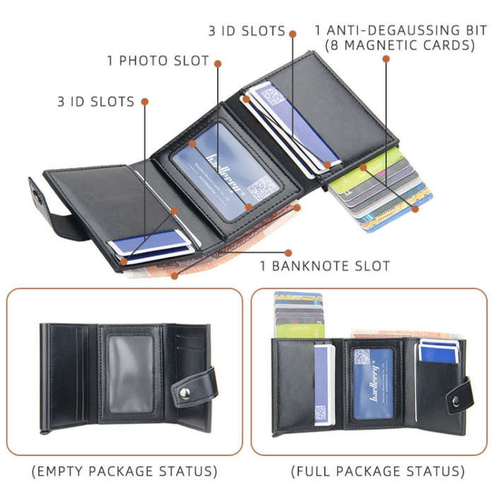 Baellerry RFID Anti-Theft Automatic Pop-Up Card Wallet Buckle Metal Aluminum Shell Card Holder(Ye...