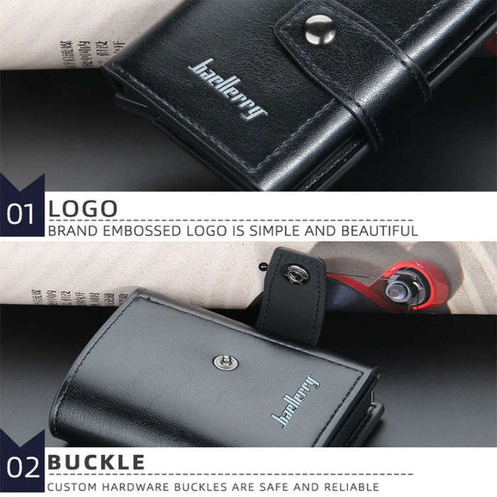 Baellerry RFID Anti-Theft Automatic Pop-Up Card Wallet Buckle Metal Aluminum Shell Card Holder(Ye...