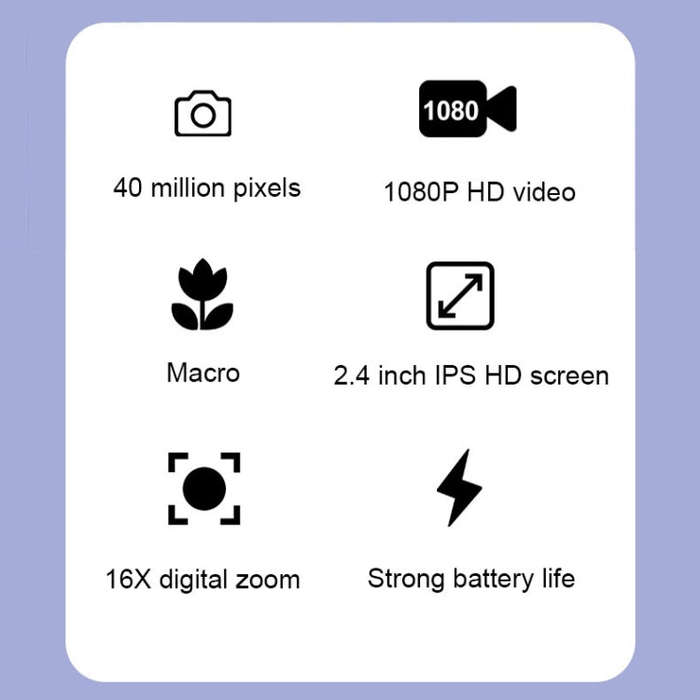 2.4 Inch IPS Screen 40 Million Pixel Digital Camera 16X Digital Zoom Video Macro Portable Camera(...