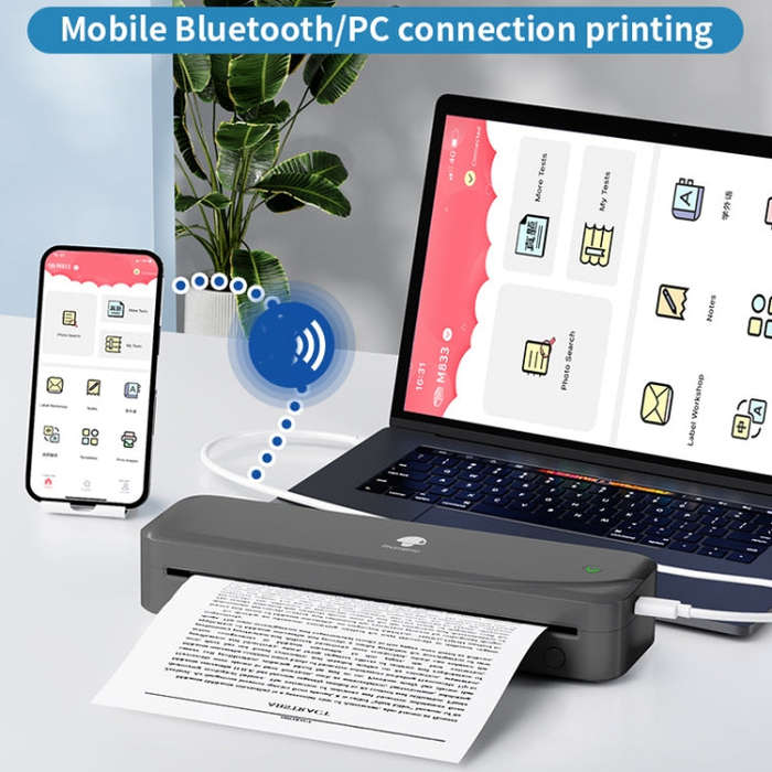 Phomemo M833  300dpi Wireless Bluetooth Thermal Printer Support Multi-Size Thermal Paper(Black)