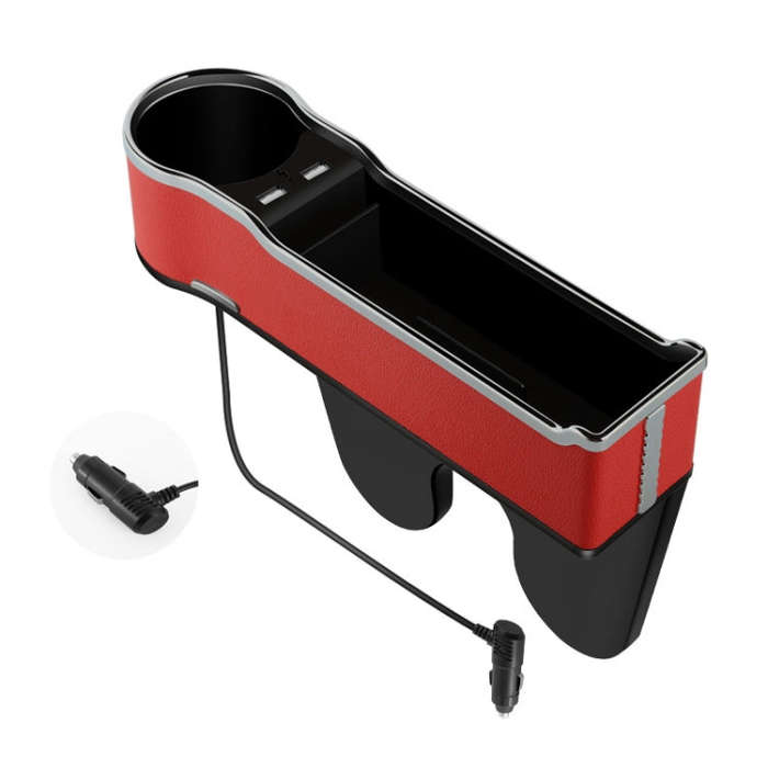 Car Seat Gap Storage Box Multifunctional Mobile Phone USB Charger, Color: QC3.0 Red