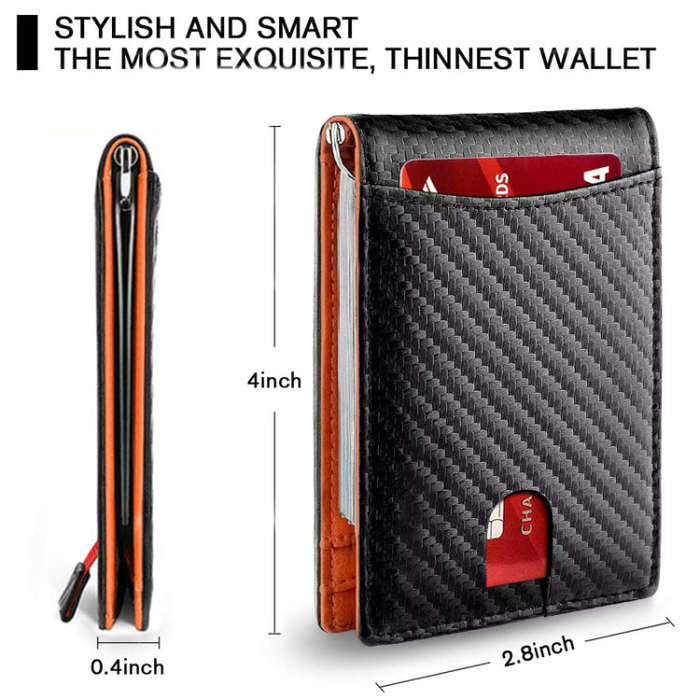 RFID Anti-Theft Brush Leather Multi Card Pocket Coin Wallet Credit Card Case(Flat Pattern+Black I...