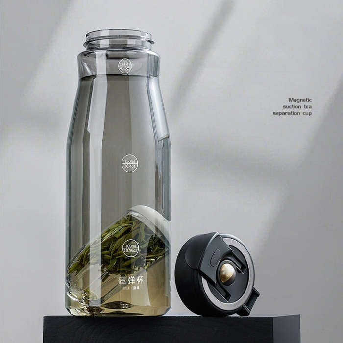 Nobvan Magic Ball Magnetic Bomb Tea Warehouse Tritan Large Capacity Sports Cup, Style: 550ml (Gray)