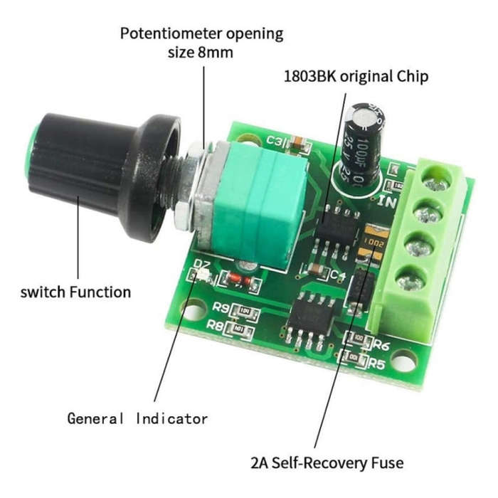 2pcs 1.8V/3V/5V/6V/12V 2A PWM DC Motor Governor Switch(1803BK)