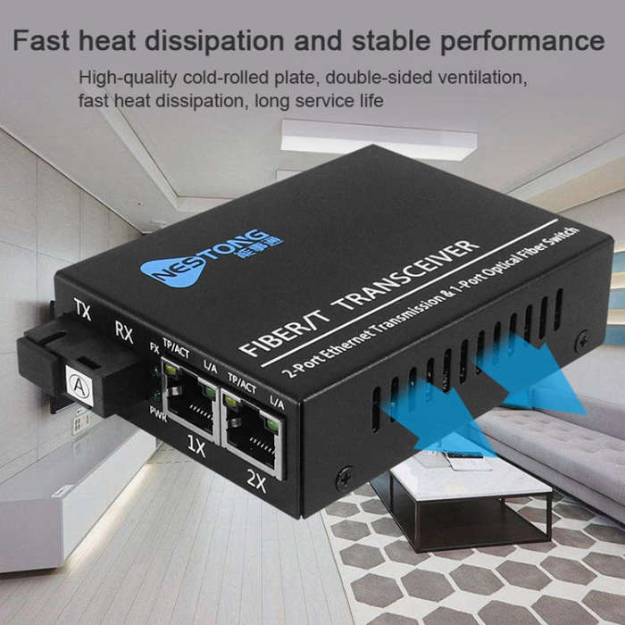 NESTONG  Gigabit Single-mode Fiber Optic Transceiver POE Photoelectric Converter,CN Plug