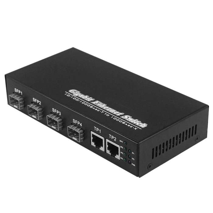 2 x 10/100/1000 RJ45 Port & 4 x 1000M SFP Port Fiber Optic Switch