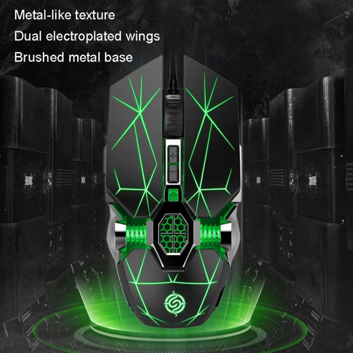 K-Snake Q7 Game Wired 7 Color Illuminated USB 4000 DPI Mechanical Mouse(Silver Gray)