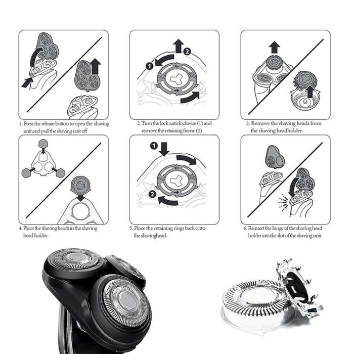 For Philips Electric Shaver S5000 Series SH50 Replacement Blade Head Integral Three Head(Silver)