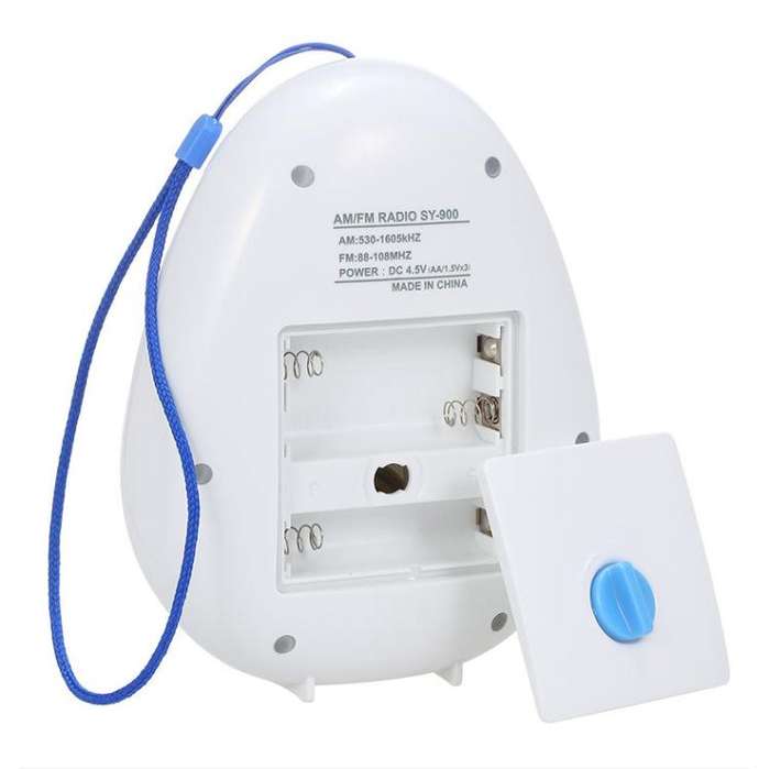 Portable Waterproof FM Radio With Hanging Rope For Bathroom(White)