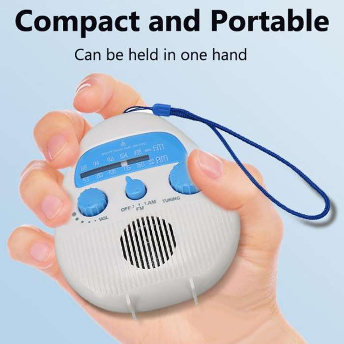 Portable Waterproof FM Radio With Hanging Rope For Bathroom(White)