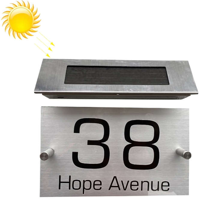 Large-18LEDs Two-color Light Stainless Steel Solar House Number Wall Light LED Address Indication...