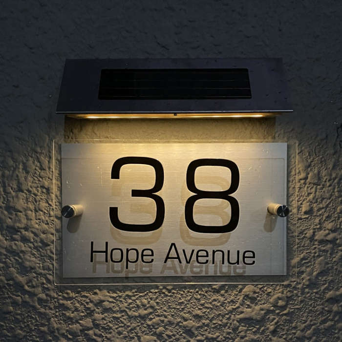 Large-18LEDs Two-color Light Stainless Steel Solar House Number Wall Light LED Address Indication...