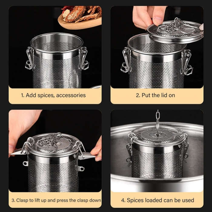 16x16.5cm 304 Stainless Steel Brine Basket Tea Residue Ball Soup Material Box