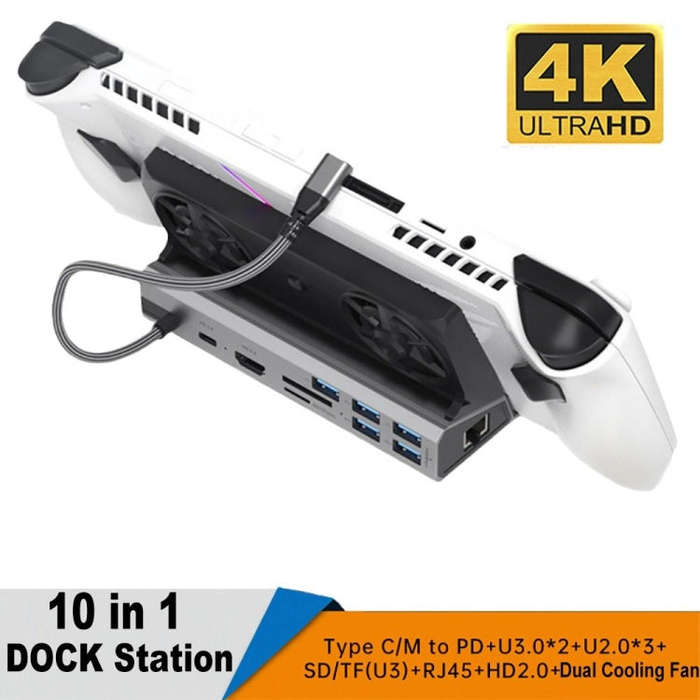 10 -in- 1 For ASUS ROG Ally 100W PD Charging Game Console Stand Multifunctional USB 3.0 Docking S...
