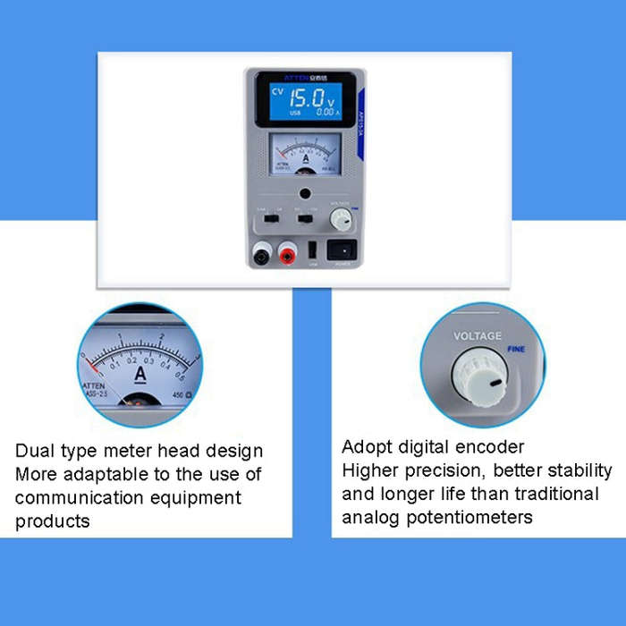 ATTEN APS22-5A 22V 5A USB Digital Variable Adjustable Laboratory DC Power Supply For Mobile Repai...