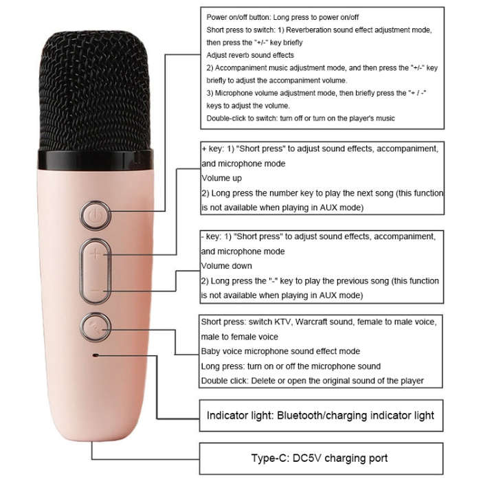Portable RGB Lighting Effect Bluetooth Speaker Home Mini Karaoke Audio, Style: Single Microphone+...