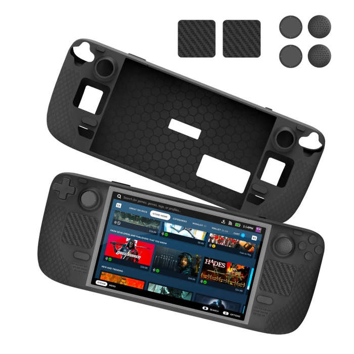 JYS JYS-SD011 For Steam Deck 7pcs/set Host Silicone Case With Joystick Cap+Touch Board Sticker Se...