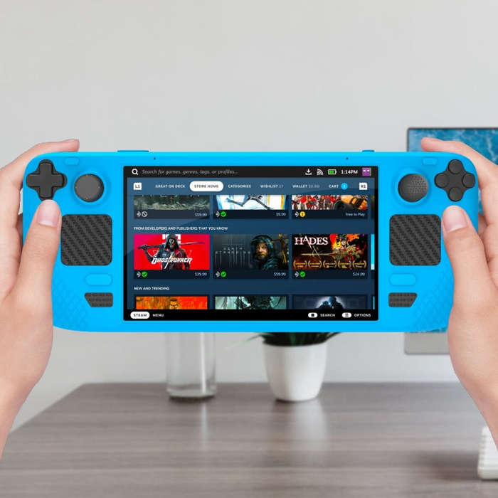 JYS JYS-SD011 For Steam Deck 7pcs/set Host Silicone Case With Joystick Cap+Touch Board Sticker Se...