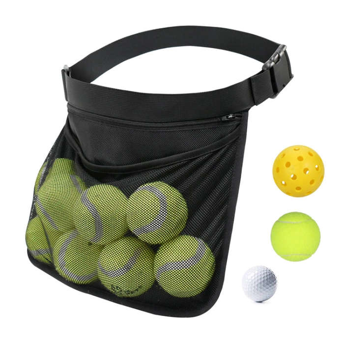 Portable Ball Waist Pack Tennis Ball Storage Bag(Black)