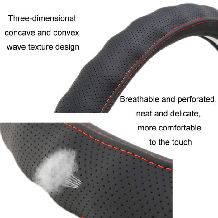 40cm Leather Truck Steering Wheel Cover(Black)