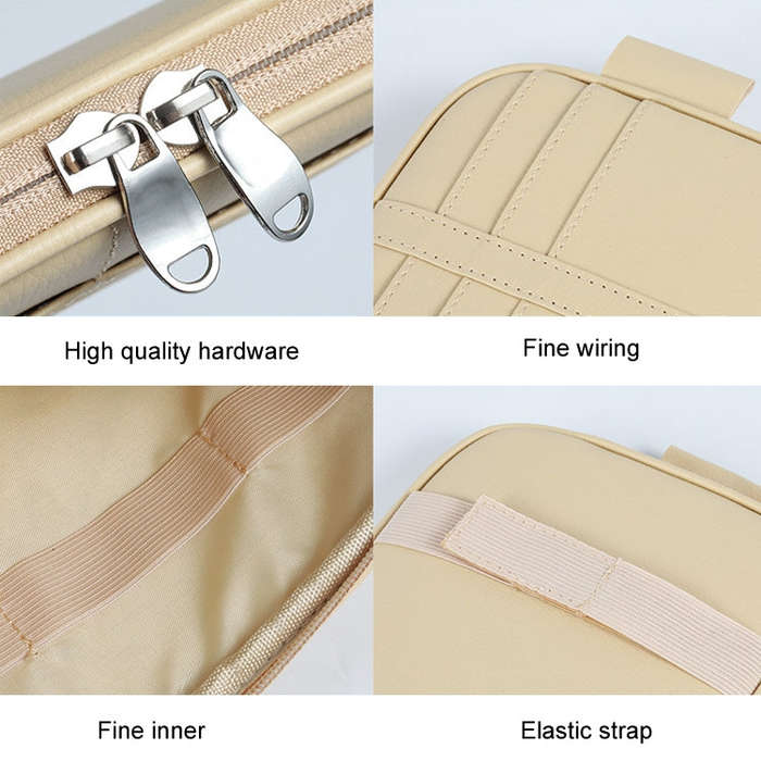 Car Driver License Storage Bag Sun Visor Sunglasses Card Holder, Color: Beige